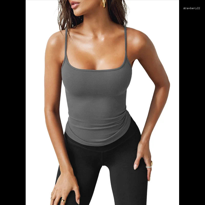 Camisoles & Tanks CGS-Women's Tank Tops Slim Fit Spaghetti Strap Top Cute Summer Square Neck Workout Camisole