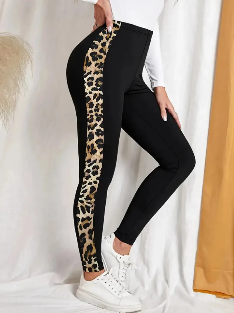 Womens Leopard Print Slim Fit Leggings Are Suitable For Outdoor Sports Elastic Pants Clothing Comfortable And Highly Elastic 250724