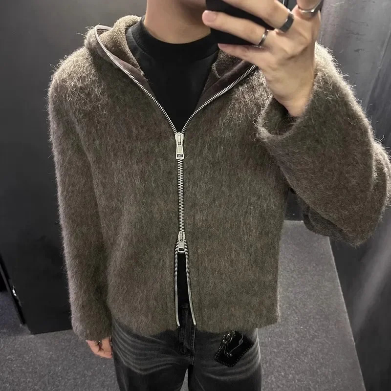 Cleanfit American Style Zipper Hoodie Mens Open Cardigan Wide Fit Couple Knitwear Casual Loose Sea Horse Wool Pullovers 250723