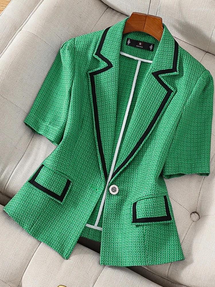 Two Piece Dress Elegant Suit High-Quality Short-Slevee Blazer Coat Dresses 2-Piece Set Women's Summer Western-Style Clothes Workwear