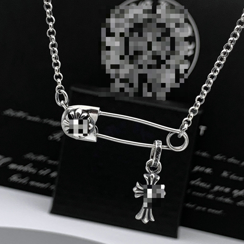 Personalized Retro Cross Brooch Electroplated Necklace, Couple Necklaces for Men and Women, Collarbone Chain
