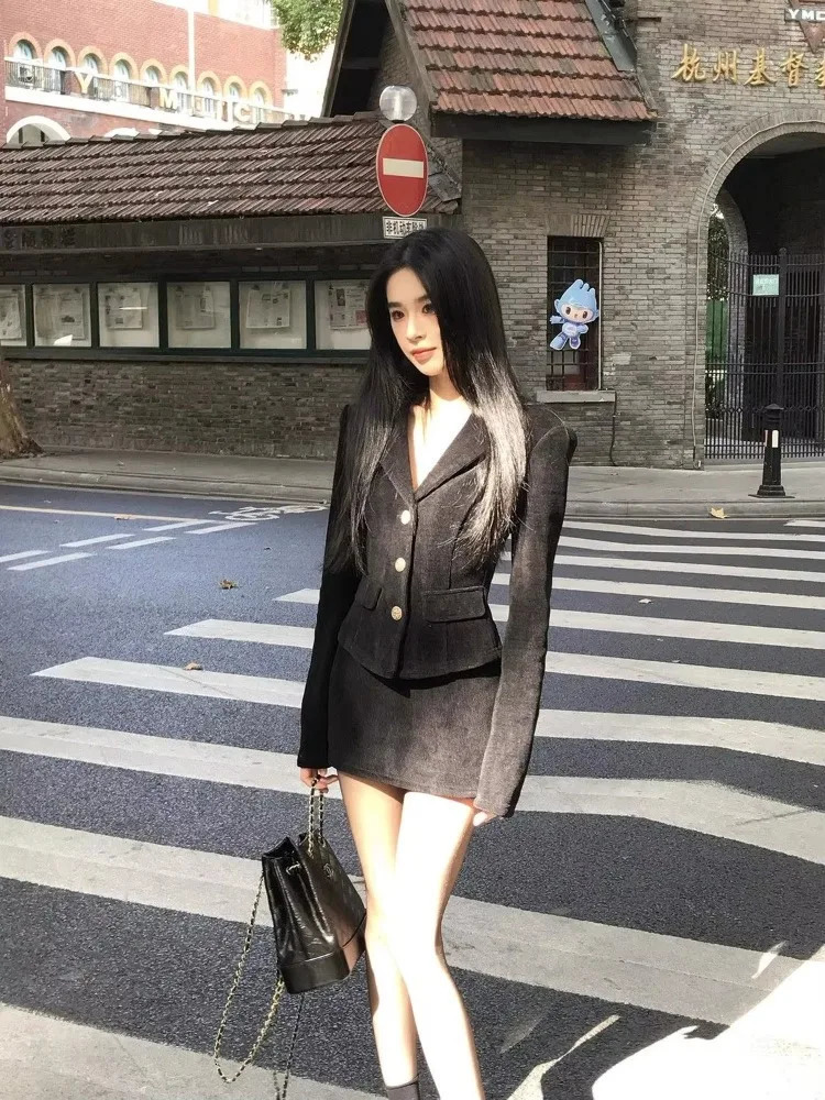 Spicy Hepburn Style Spring Slimming Jacket Short Skirt Set Women High-End Suit Jacket Temperament Two-Piece High Quality 250724