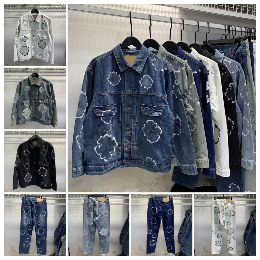 Designer Jeans Long Sleeve Jacket Set All Printed Denim Jacket Fashion Casual Washed Denim Street Suit Size S-XL