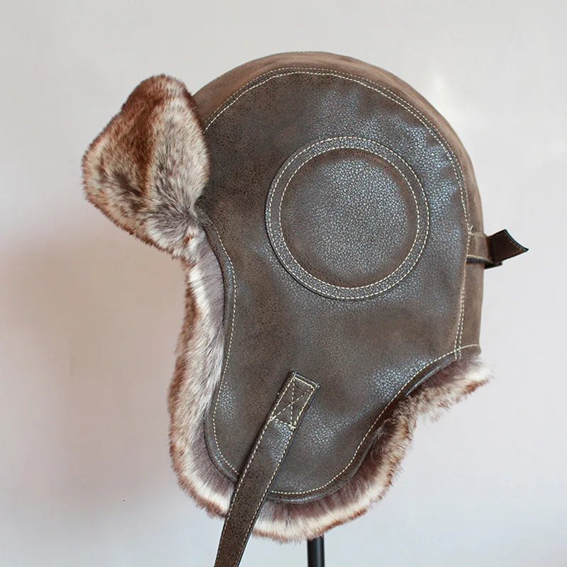 Winter Ushanka Hat Men Womens Pilot Bomber Trapper Hat Faux Fur Leather Snow Cap with Ear Flaps 250725