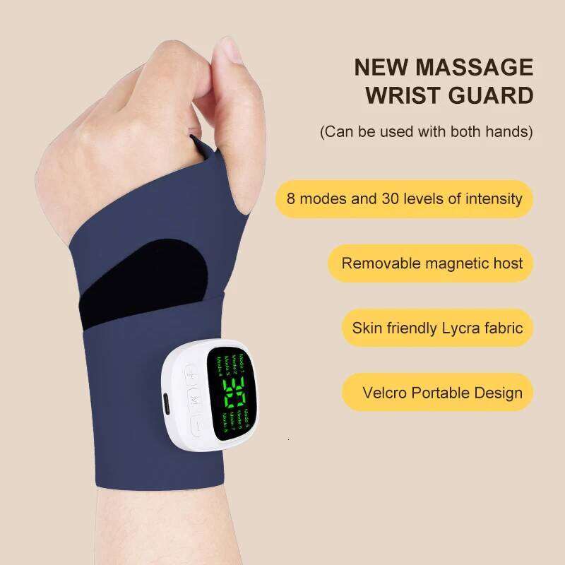 EMS Electric Massager USB Rechargeable Vibration Massage Adjustable Wrist For Carpal Tunnel Fatigue Relief