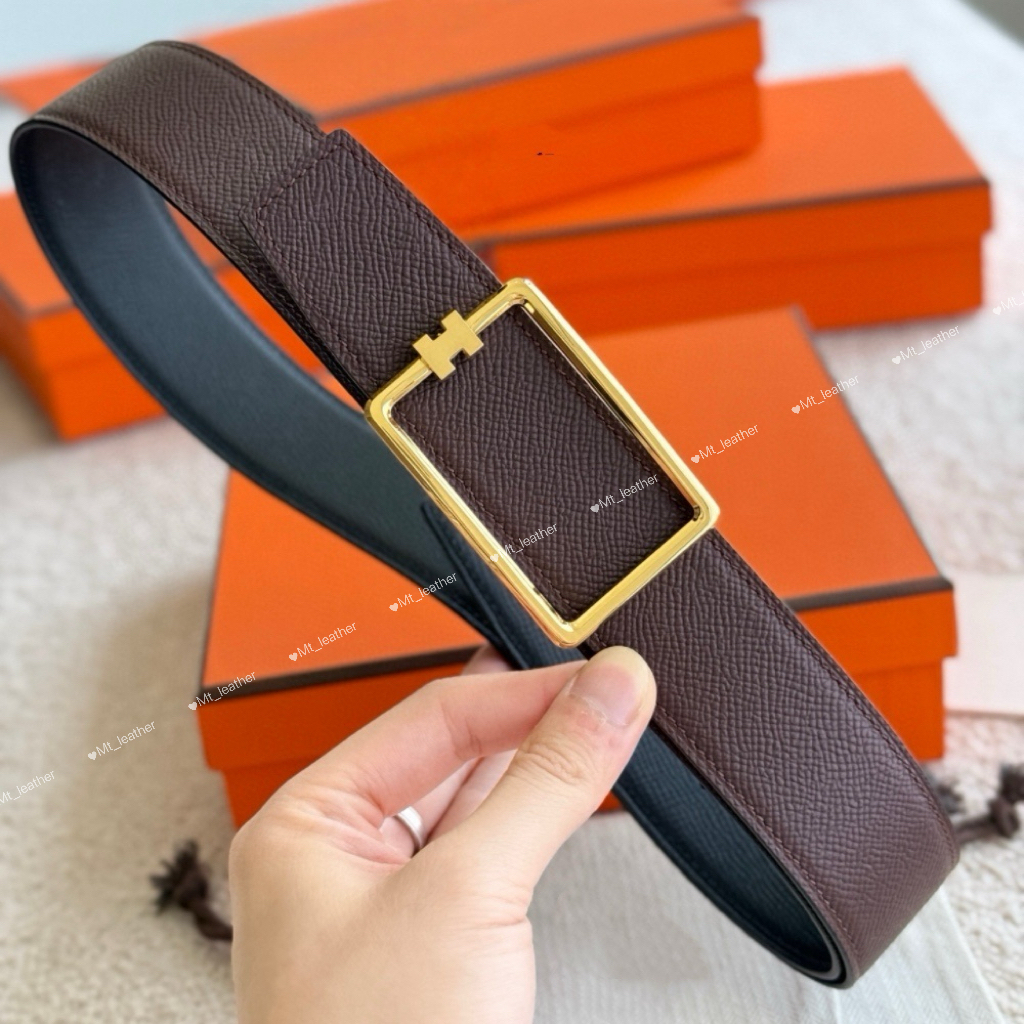 Designer Reversible Mens Belt Brand Genuine Leather belt width 38mm Fashion TUBE Buckle High Quality Togo Epsom Evercolor Leather belt luxurys desig