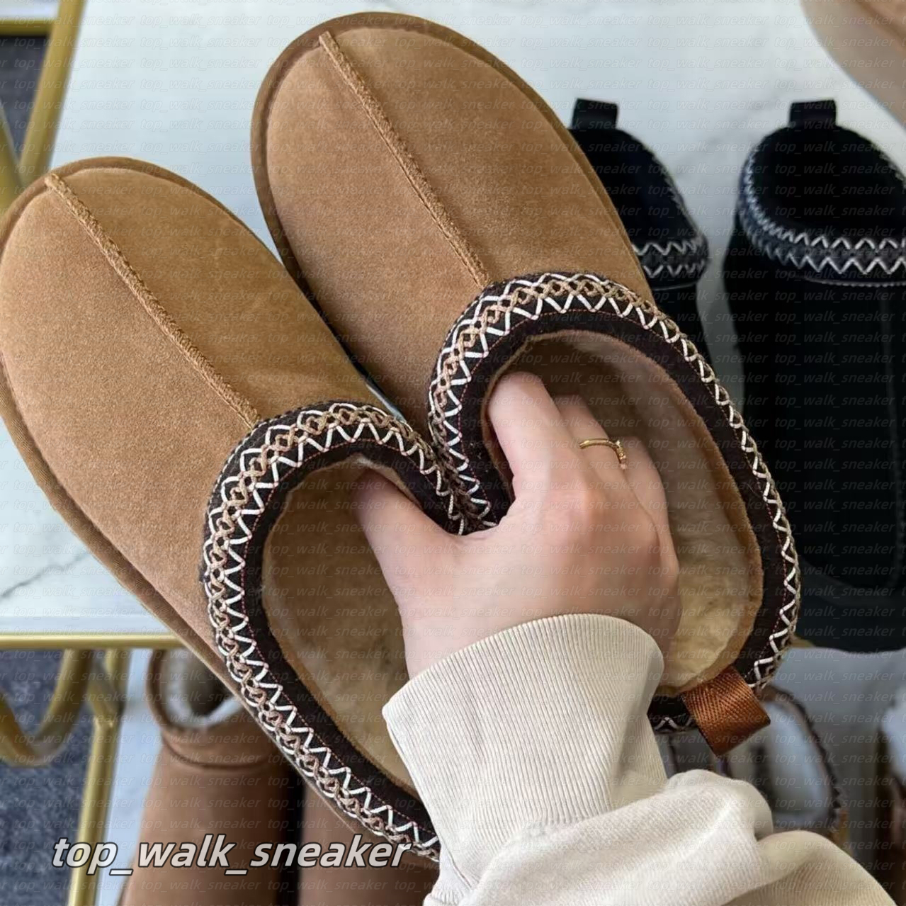 australia Tasman Slippers Tazz Classic Ultra Mini Platform Boots Disquette Fluff Funkette scuffette Black Chestnut Sand Mustard Seed Warm Snow Women