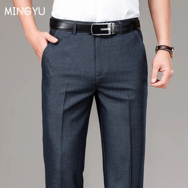 Brand Clothing Summer Suit Pants Men Baggy Straight Business High Waist Work Banquet Long Formal Trousers Male Plus Size 40 42 250724