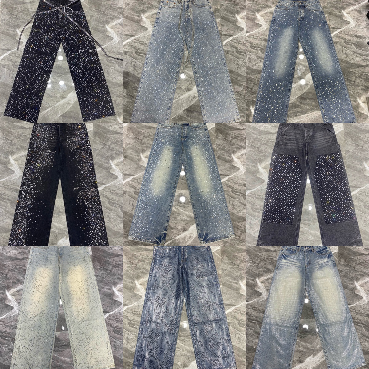 designer jeans Mens Wide leg Jean Straight pants Star-shaped diamonds High quality Mens Jeans Designer Jean Men Hole High Street flared trousers