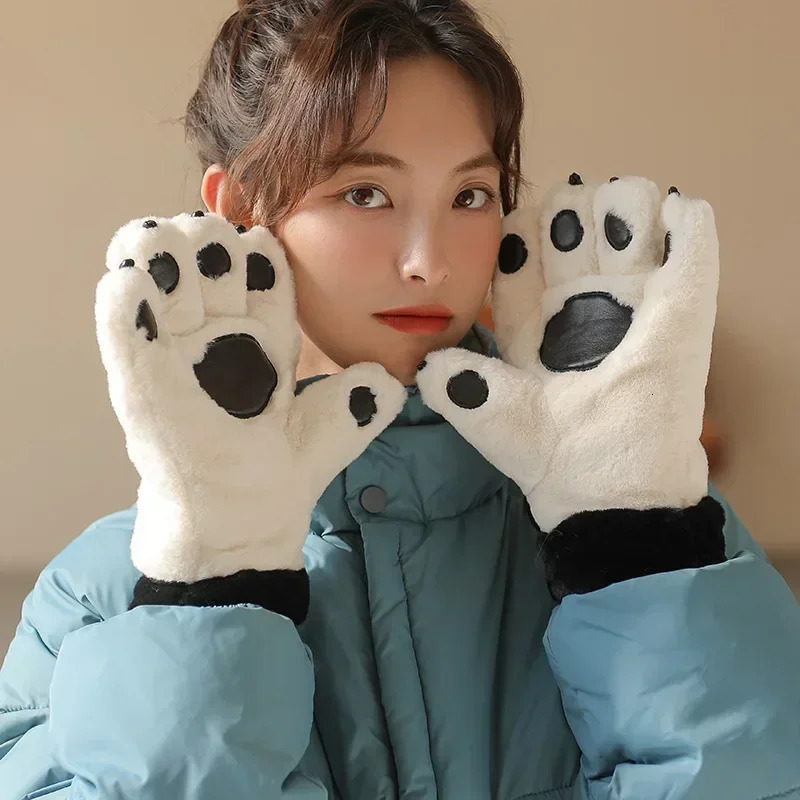 ute Plush Thick Bear Paw Warm Gloves Claw Paw Plush Mittens Women JK Gloves Winter Outdoor Cosplay Gloves Couple Accessories 250724