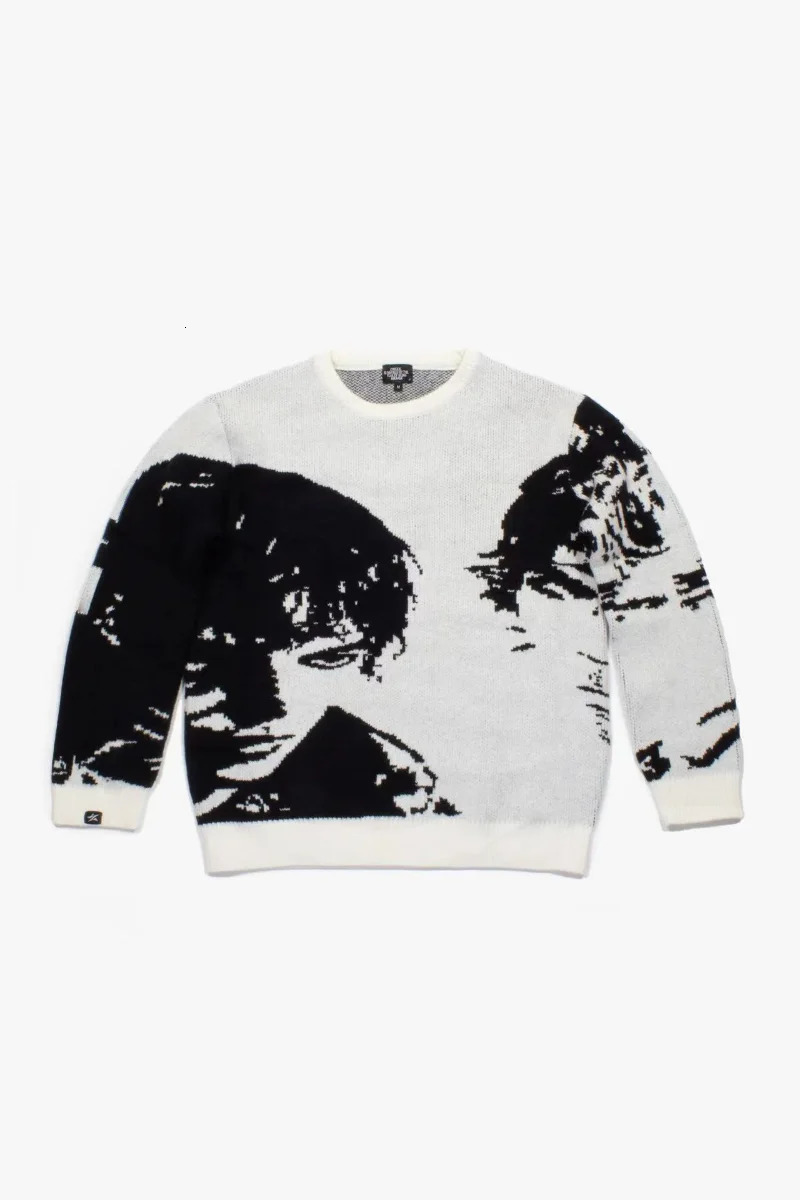 High Street Goth Harajuku Men Knit Sweater Y2K Retro Fashion Personality Pullover Couple Oversize Casual Loose Shirt 250723