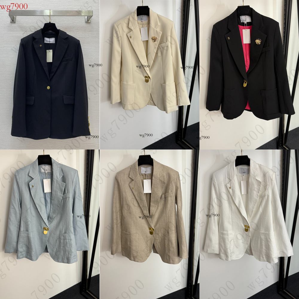 Women's Blazer Jacket 2025 Designer Style Business Casual Jacket Solid Color Metal Pattern Women's Coat Suitable for Clothing Designer Lux