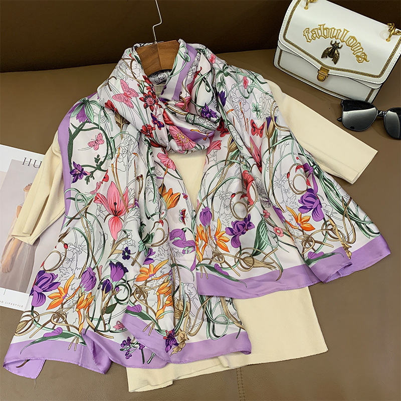 Fashion Silk Scarf For Women Leopard Print New Summer Shawl Outer Decorative Beach Imitation Long Scarf Travel Thin Wrap Luxury 250726