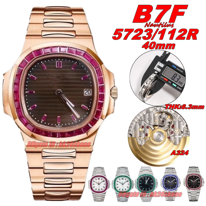 B7F Luxury Watches 5723/112R-001 Custom Ruby Cal.324 Automatic Mens Watch Brown Dial Rose Gold Bracelet Gents Sports Wristwatches High Quality