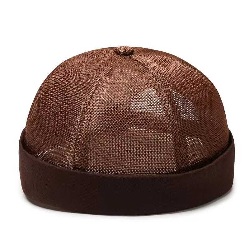 Unisex Mesh Brimless Skullcap Hip Hop Sailor Summer Cap with Rolled Cuff Breathable Beanie Hat for Men Women 250715