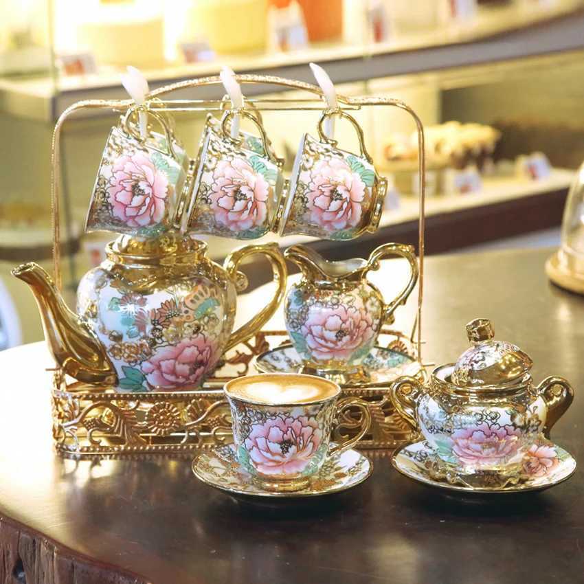 Top-grade Coffee cups Set Bone Ceramic British Porcelain Tea Set Ceramic Pot Creamer Sugar Bowl Teapot Afternoon Tea Home Decor X250728 K260225-image-1095427858