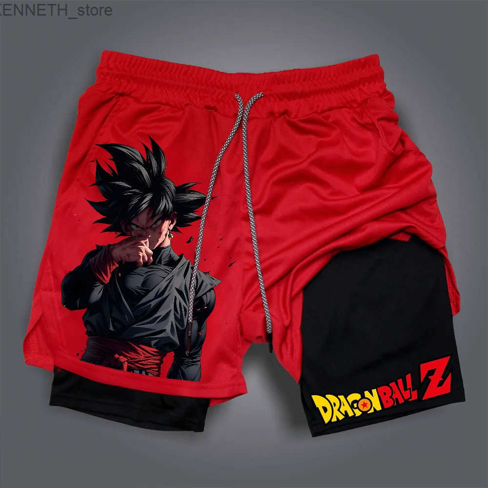 Dragon Ball Anime Printed Sports Shorts Man Summer Womens Double-Layer 2-in-1 Pants Quick-Drying Breathable Beach Gym Shorts S250728UECS