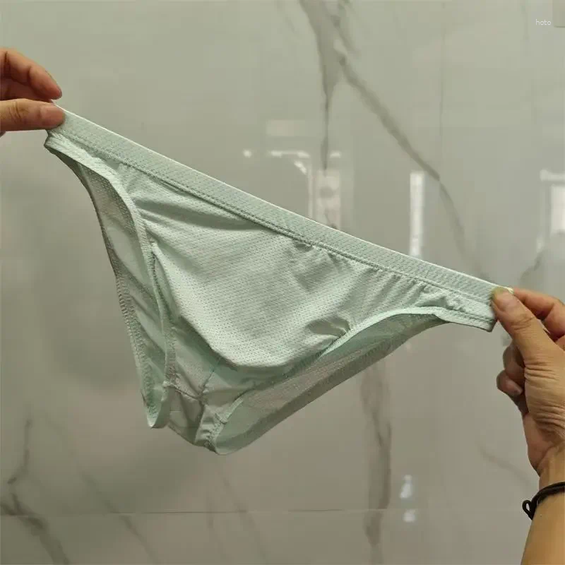 Underpants Men's Sexy Brief Ice Silk Thin Soft Mesh Breathable Comfortable Elastic Quick Dry Cool Feel Underwear Gays Low Waist Tangas