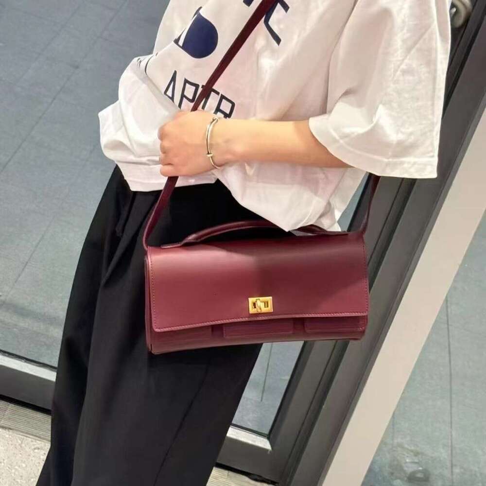 High-Quality B Brand New BelAir Long Clutch Top Layer Cowhide Lock Buckle Handbag Single Shoulder Crossbody Bag Trendy