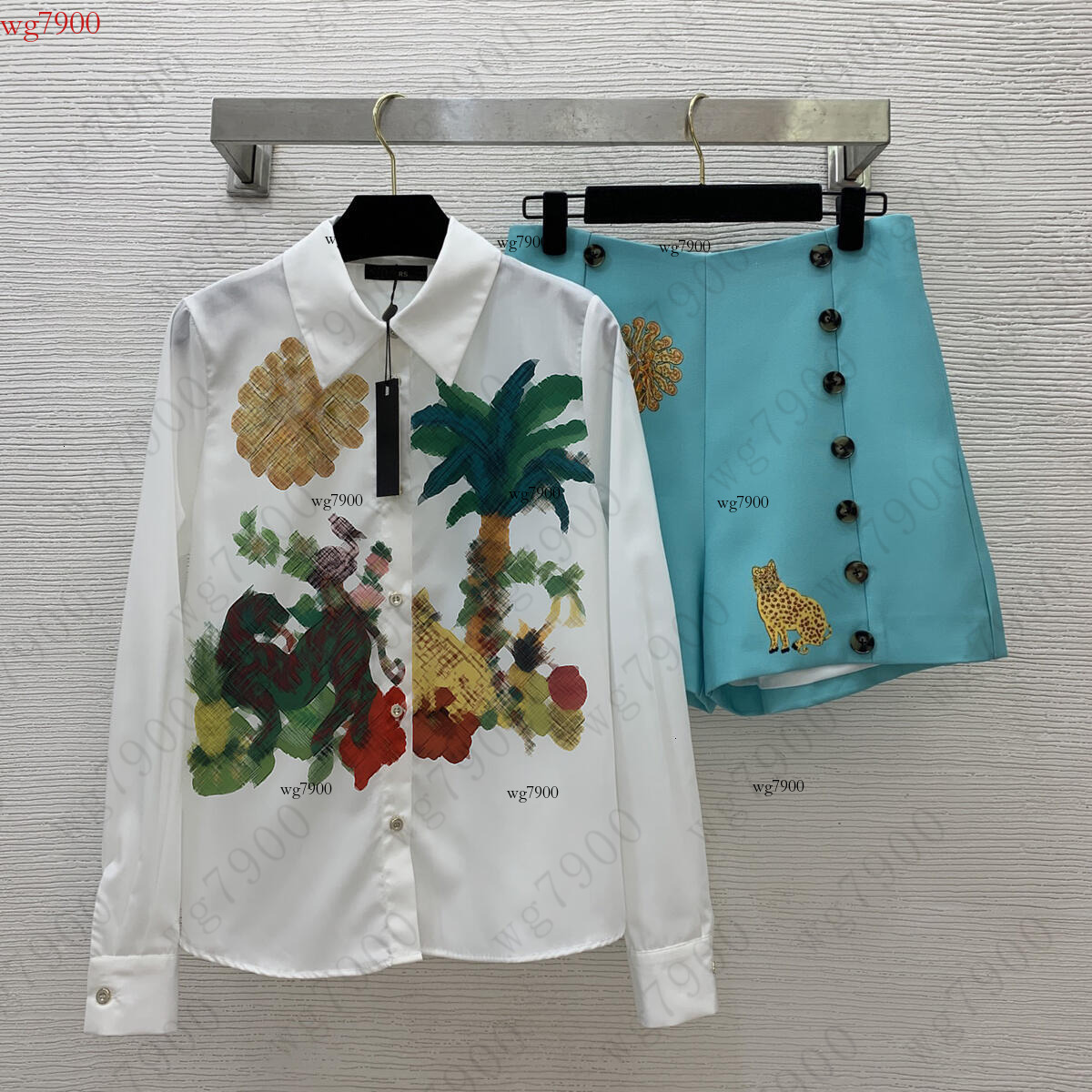Designer Women's Two-Piece Set Shirt Shorts Tropical Beach Print Pattern Travel Outfit Beach Comfortable Fabric High-Quality Women's Cloth