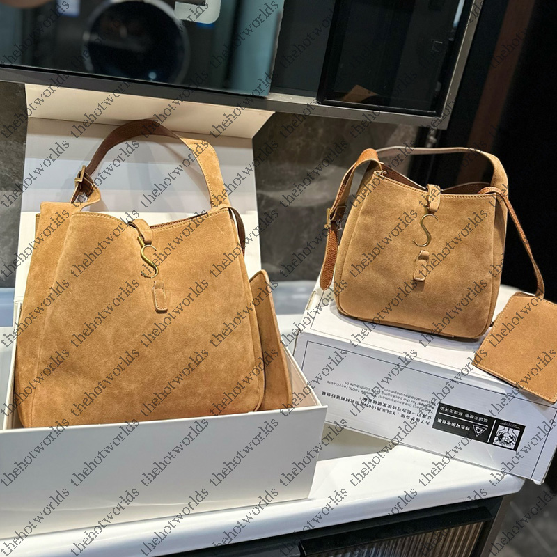 2 Sizes Suede Brown Shoulder Bag Autumn Fashion Hobo Bags Womens Designer Tote Bag Soft Luxury Leather Handbag Casual Mens Handbag