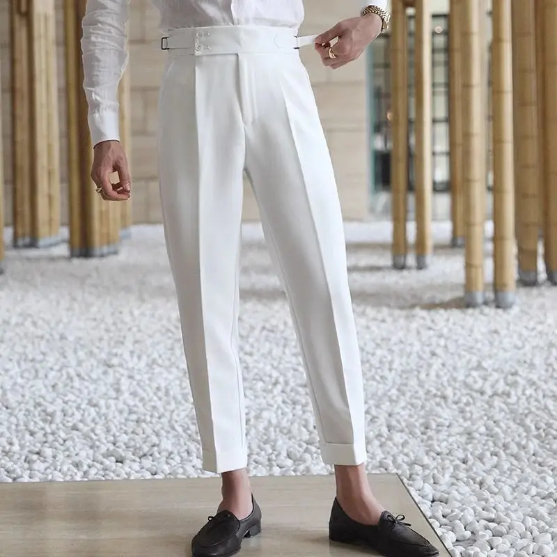 Straight Man Suits Pants Social Tailoring Business High Waist Trousers for Men Summer 2024 Formal in Work Wear Elegant Up 250724