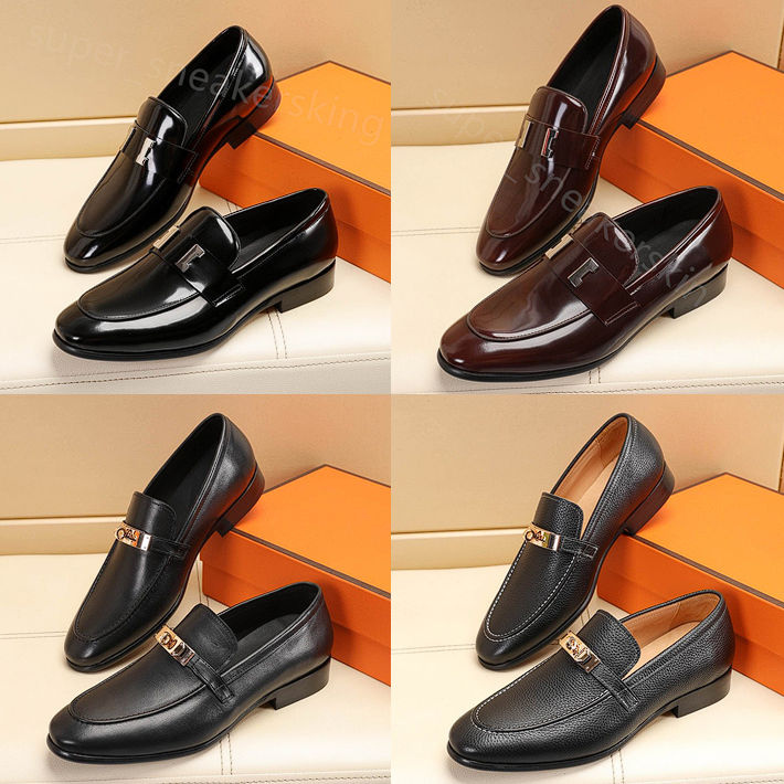 Designer Dress Shoes Men Loafers Classic Slip-on Luxurys Vintage Moccasin Metal button Real Leather Brand Oxfords Casual Shoes EU38-46
