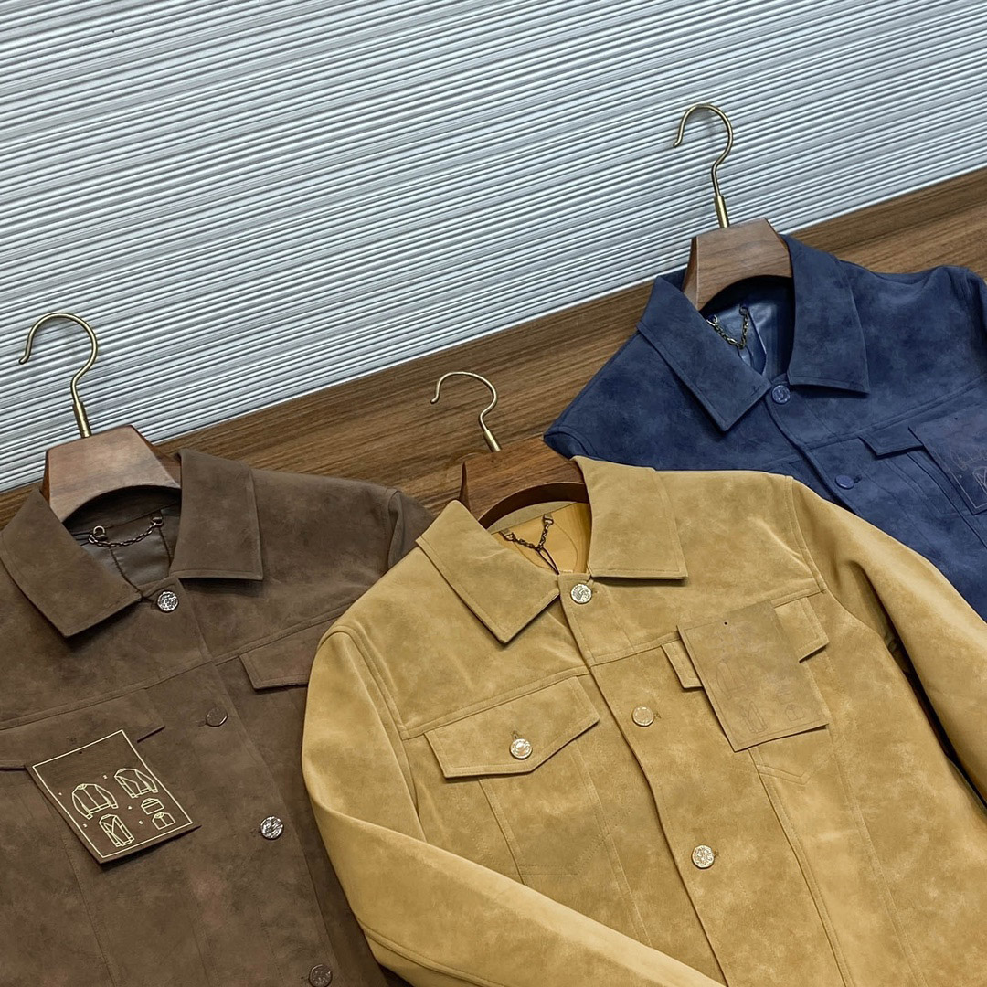Highend brand designer jacket comfortable suede velvet material business casual jacket pocket splicing design high quality mens jacket