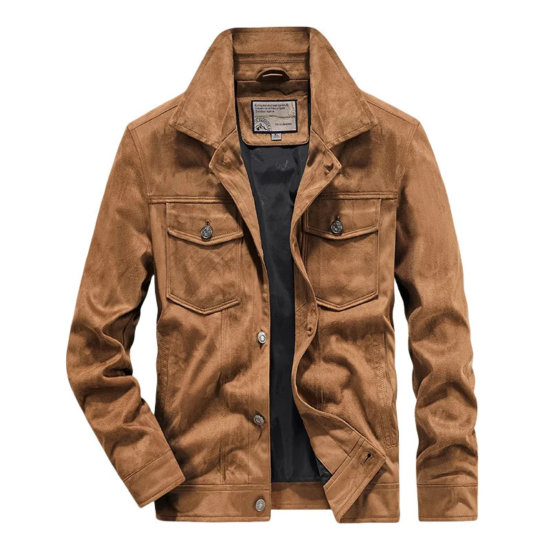 Spring and Autumn Mens Fashion Casual Slim-fit British Style Outdoor Sports Cargo Retro Suede Coat Youth All-match Cargo Jacket250801