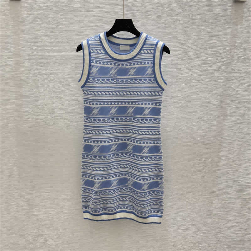 soft Wool fabric dresses for woman Designer color contrast Striped knitted vest dress elegant Daily Essential Outfit