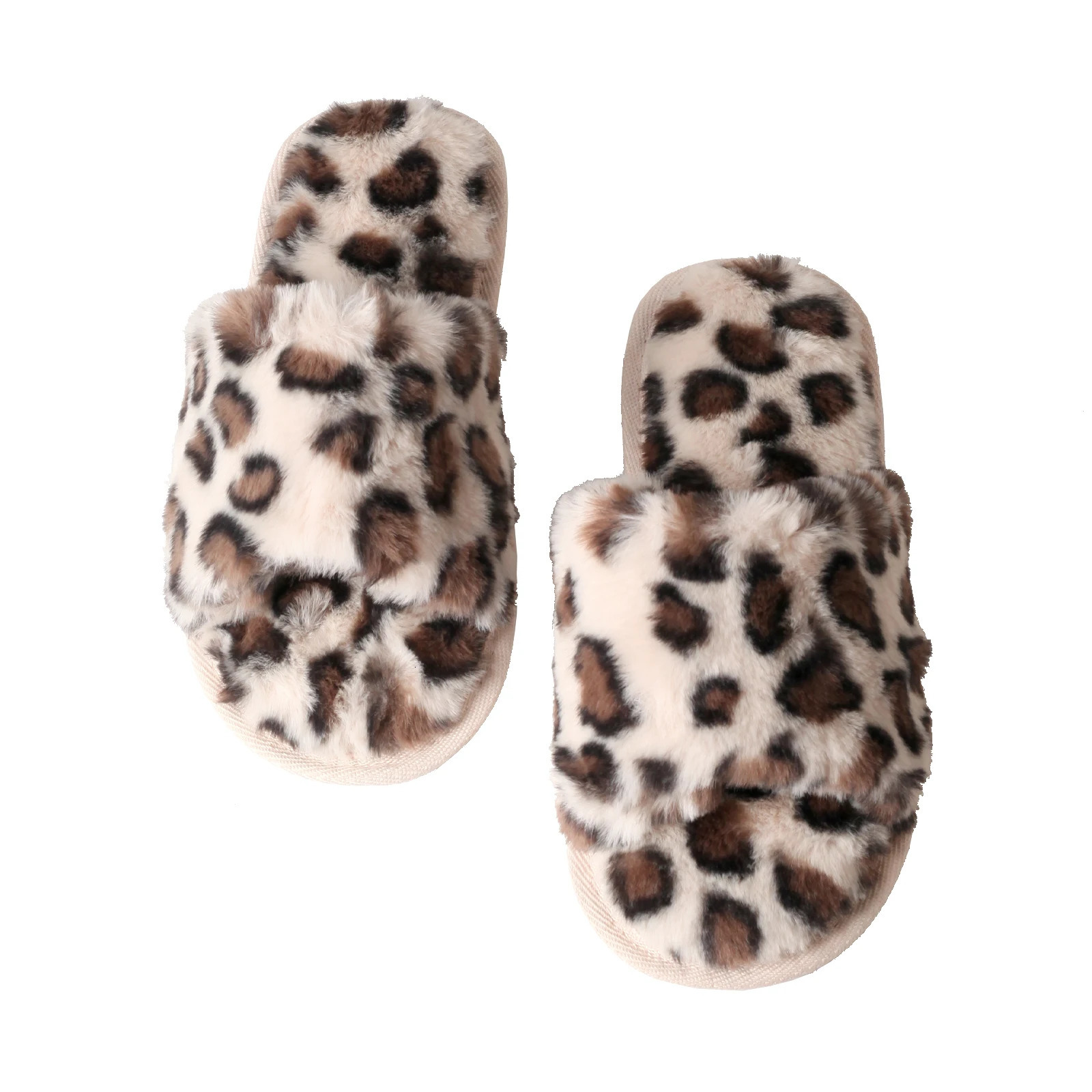 Autumn and Winter Indoor Womens Fashionable Leopard Plush Thin Soled Slippers 250723
