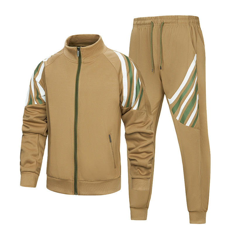 2024 New Autumn and Winter Mens Casual Sports Suit Striped Splicing Long Sleeve Sweatshirt Large Size Two-piece Set