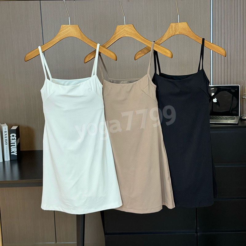 Designer Yoga Dress Tennis Skirt Align Cami Backless Hollow-out Camisole Dress Anti-slip Sexy Dress Breathable Quick Dry Sports Running Anti Exposur