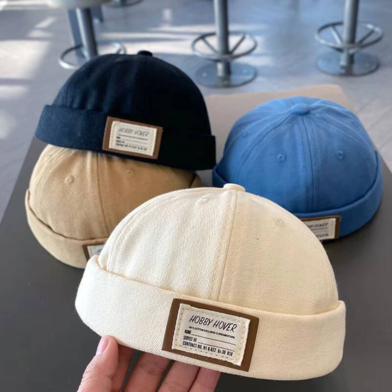 Vintage Baby Brimless Hat Spring Summer Toddler Kids Hip Hop Docker Cap Solid Color Boys Girls Adjustable Dome Melon Caps ddmyshoesvip