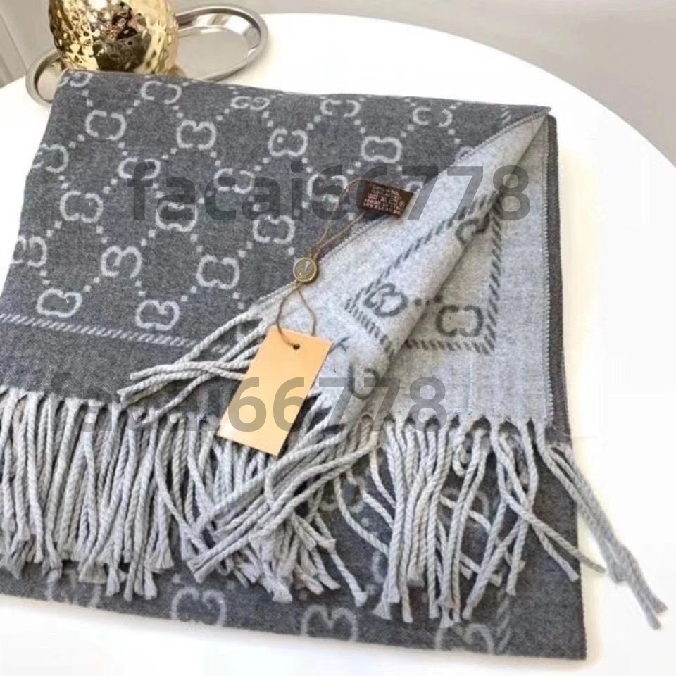 Designer scarf Women's long winter wool scarf Men Women winter scarves ladies Shawls Big Letter wraps pattern wool High quality plaid fringe fa