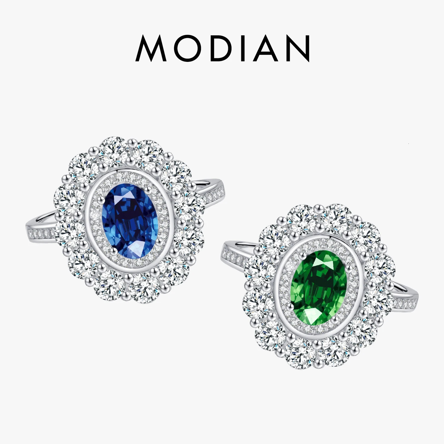 MODIAN 925 Sterling Silver Sparkling Oval Zirconia Charm Ring Classic Cocktail Party Jewelry For Women Gift250724