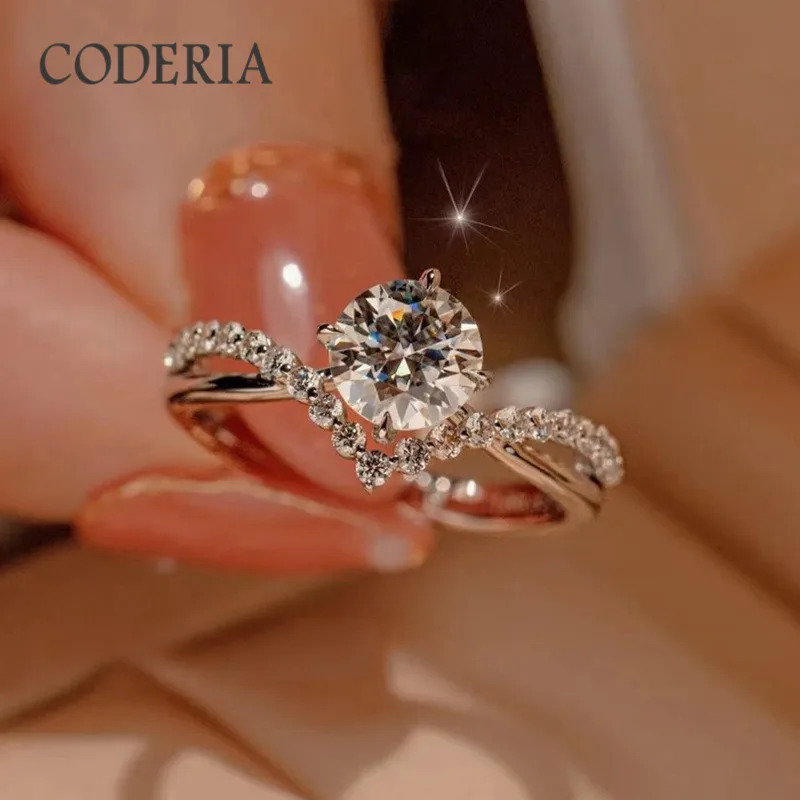 Pass Diamond Test D Color 1 Carat Wedding Ring High Quality 18K White Gold Rings Fashion Sterling Silver Jewelry250724