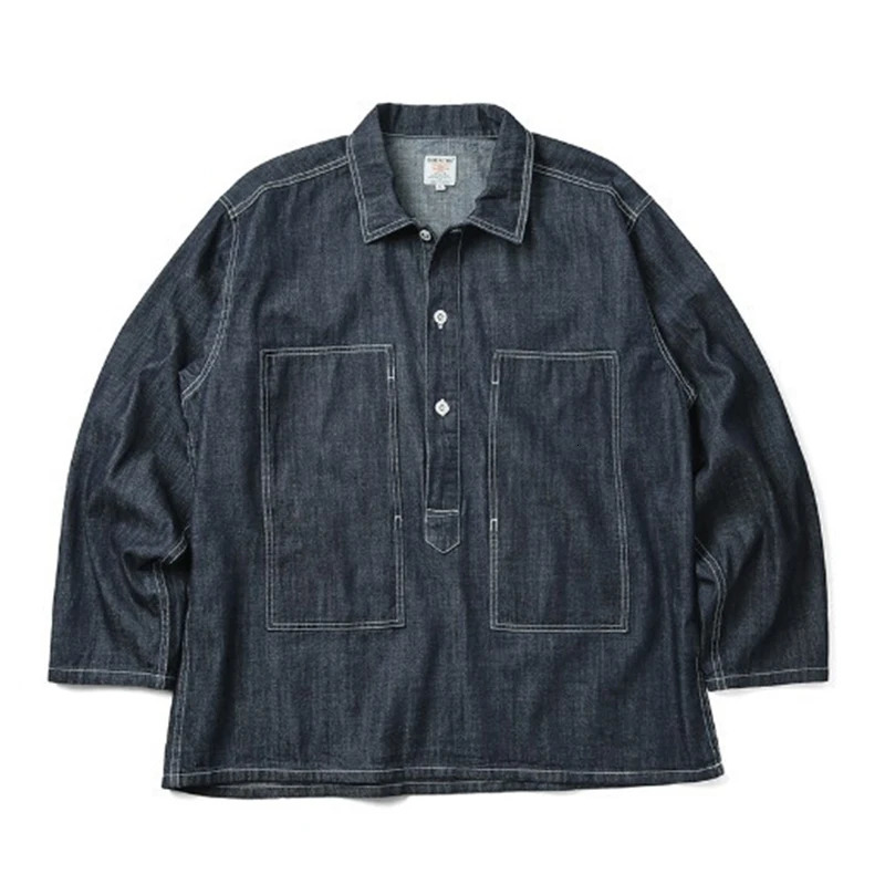 1920s Vintage US Army Spring Jeans Blue Denim Work Uniforms Loose PW Pullover Shirt Fatigue Jumper USN Jacket for men 250728