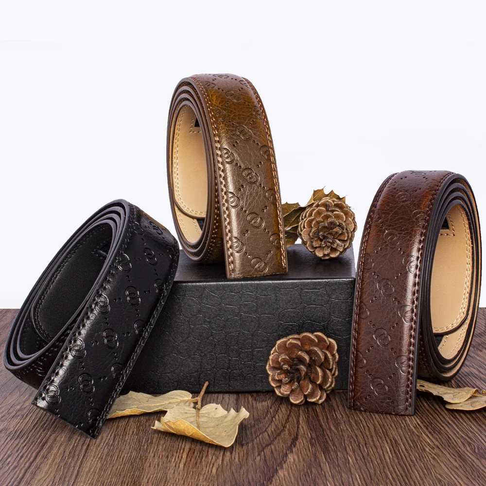 No Men's Automatic Buckle Belts Buckle Genuine Leather Belts Without Buckle Cowhide Leather Belt High Quality Women Belts M261016