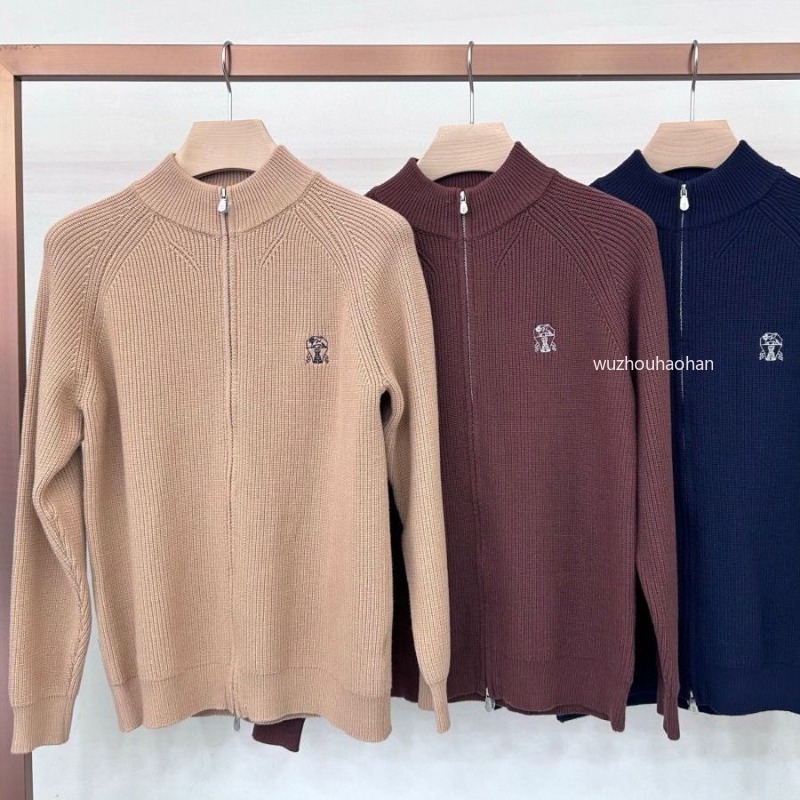 Men Coats Embroidered 100% Wool Leisure Knitted Sweater Cardigan Coat B1289