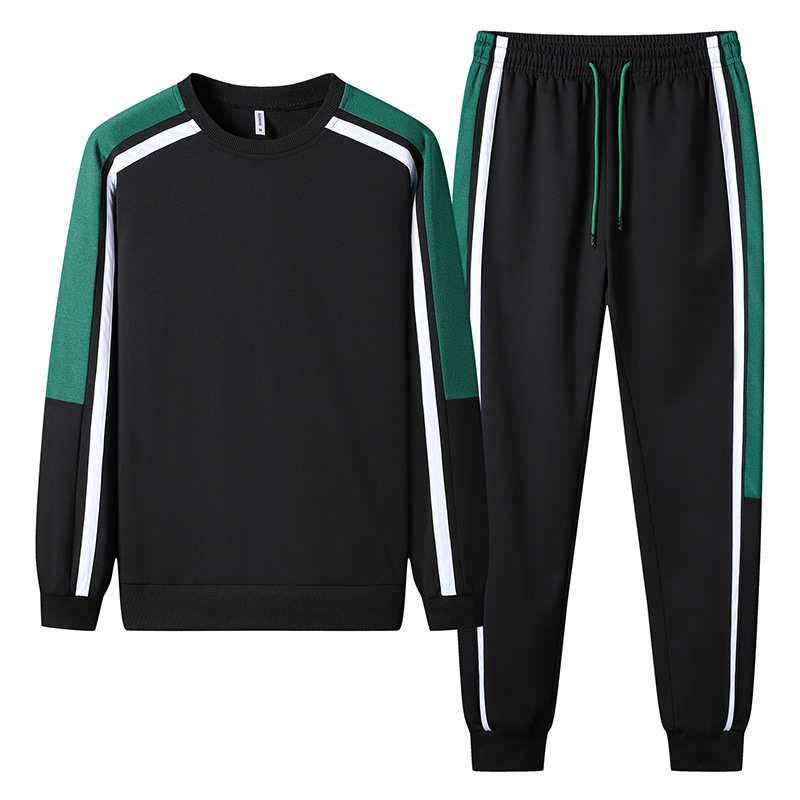 2025 New Mens Casual Suit Spring and Autumn Pullover Crew Neck Long Sleeve Sweatshirt Mens Sports Suit Two-Piece Set