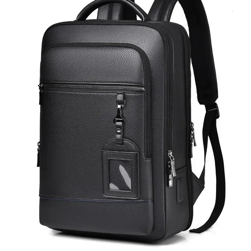 Executive Backpack Men PU Leather Satchel USB Charging Briefcase Office Travel Laptop Office Business Shoulder Back Pack Male 250728