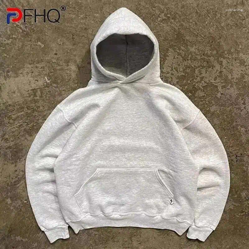 Men's Hoodies PFHQ 400GSM Hooded Sweatshirt Loose Cotton Versatile High Street Sweet Solid Color Male Tops Fashion 21E1101