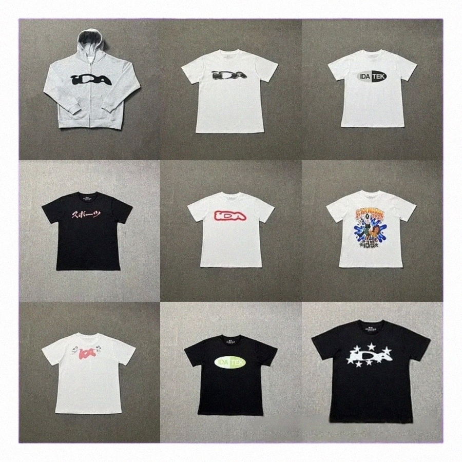 ida Designer T Shirts Short Sleeve Trendy Tees Mens T Shirts polo shirt world letter print fashion high street men's and women's casual su