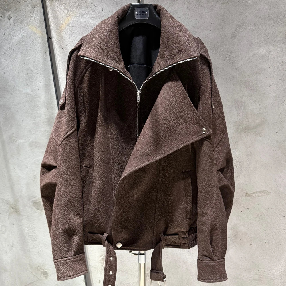 Oversized Suede Jackets Women Oversize Sheepskin Leather Bomber Ladies Genuine Leather Coats 250724