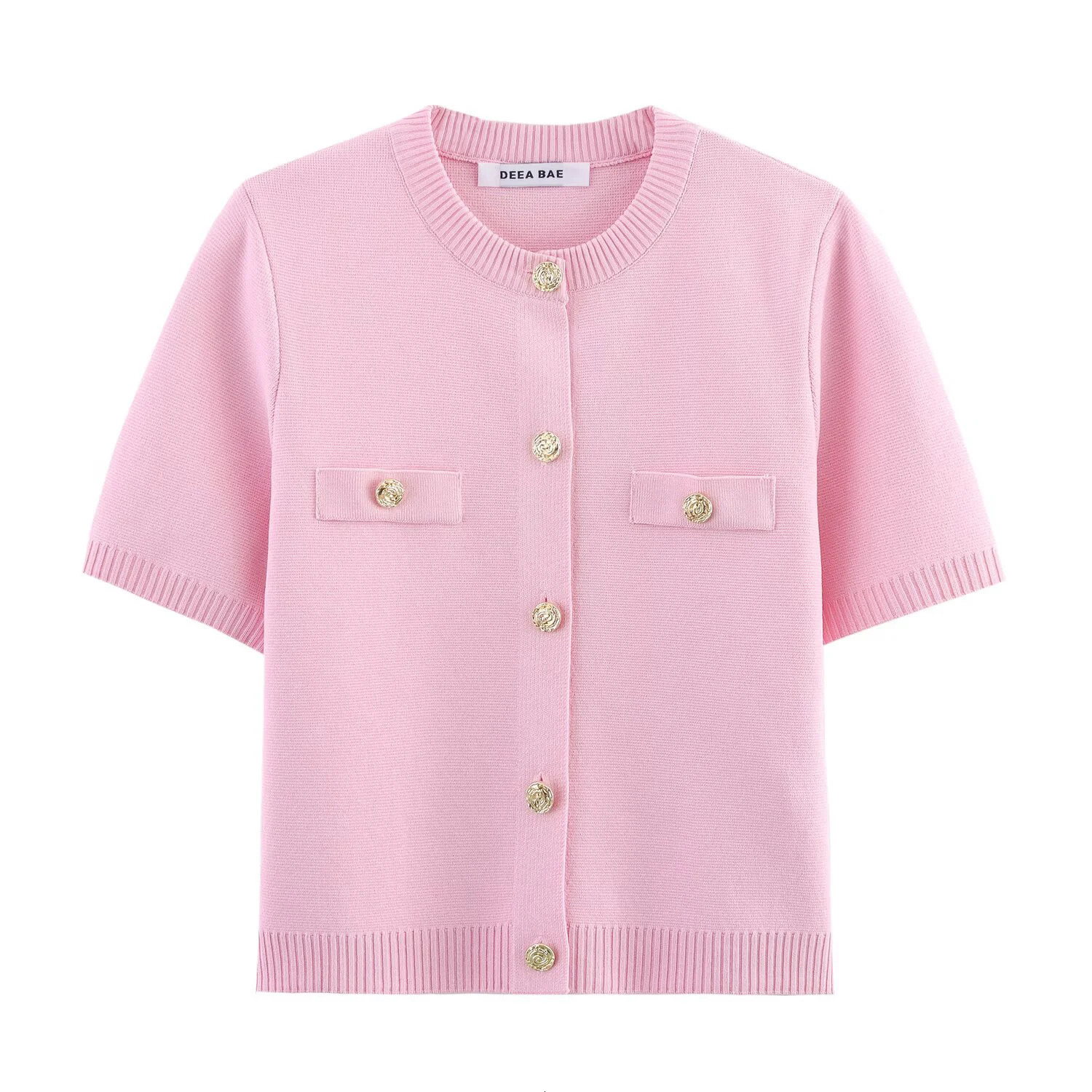 Spring And Summer Womens Short Sleeved Simple Fashion Style Knitted Cardigan Coat 250715