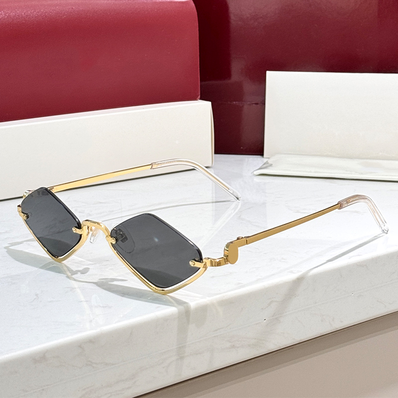 Designer Sunglasses For Women Men Fashion Metal Half frame Small Eyewear 1604 Luxury Sunglasses Outdoor Vintage Goggles UV400 Glasses With box