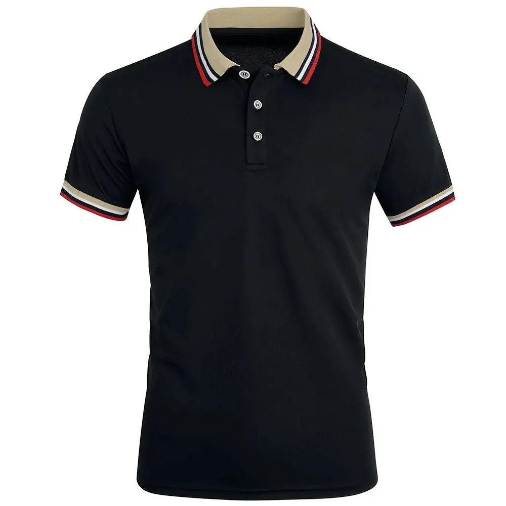 Men Summer Solid Casual Office Breathable Cotton Polo Shirt Fashion Male Business High Quality Striped Short Sleeve Top 250724