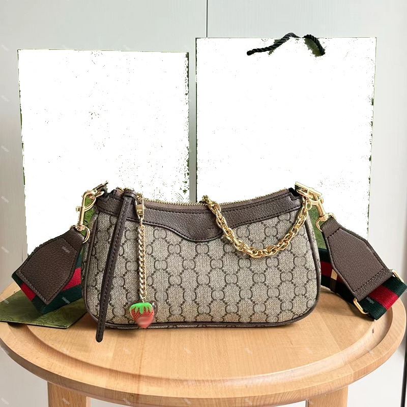 Nouveau sac à bandoulière rétro en toile à imprimé floral, petit sac à main sous les bras avec deux sangles, fermeture éclair brodée de fraises (