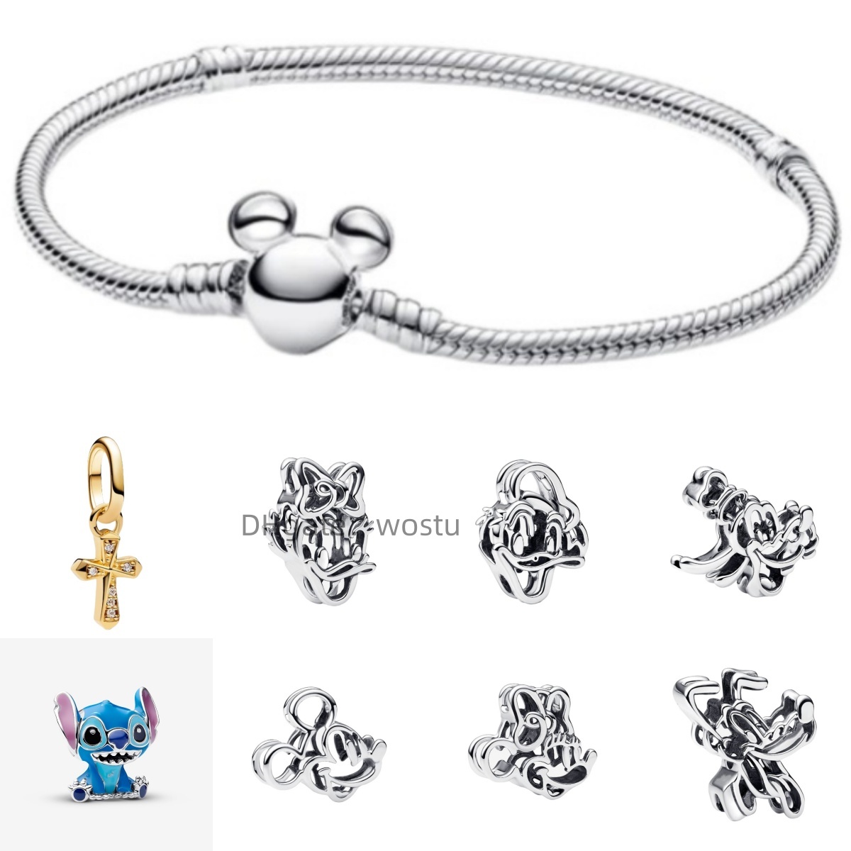 NEW Designer mouse Bracelets Openwork Charm for women High Quality 925 silver pendant DIY fit Bracelet necklace luxury jewelry wedding party gift